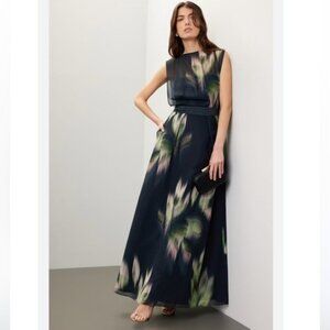 Kay Unger Tess Mesh Floral Black Gown Evening Wedding Guest Size 0 High Neckline